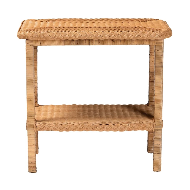 Alt view image 2 of 7 - Bohemian Honey Braided Rattan Side Table, Wood and Rattan