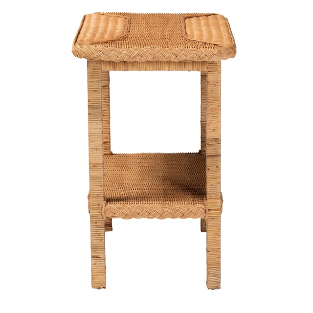 Alt view image 3 of 7 - Bohemian Honey Braided Rattan Side Table, Wood and Rattan
