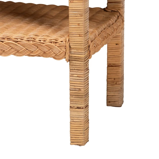 Alt view image 4 of 7 - Bohemian Honey Braided Rattan Side Table, Wood and Rattan