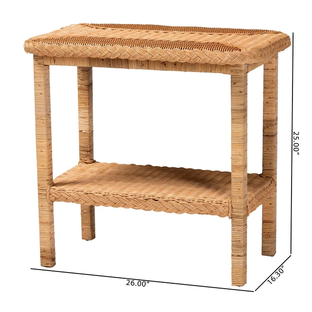 Alt view image 7 of 7 - Bohemian Honey Braided Rattan Side Table, Wood and Rattan