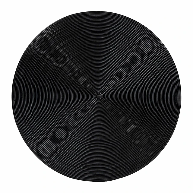 Alt view image 4 of 6 - Laminated Rattan Coffee Table Handcrafted Bowl Shaped Center Table for Living, Coastal Furniture, Black
