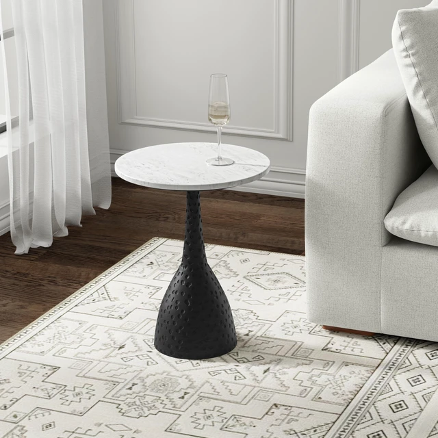 Alt view image 2 of 7 - Kenzo 16 Inch Wide Aluminum and Side Table, Black, MDF
