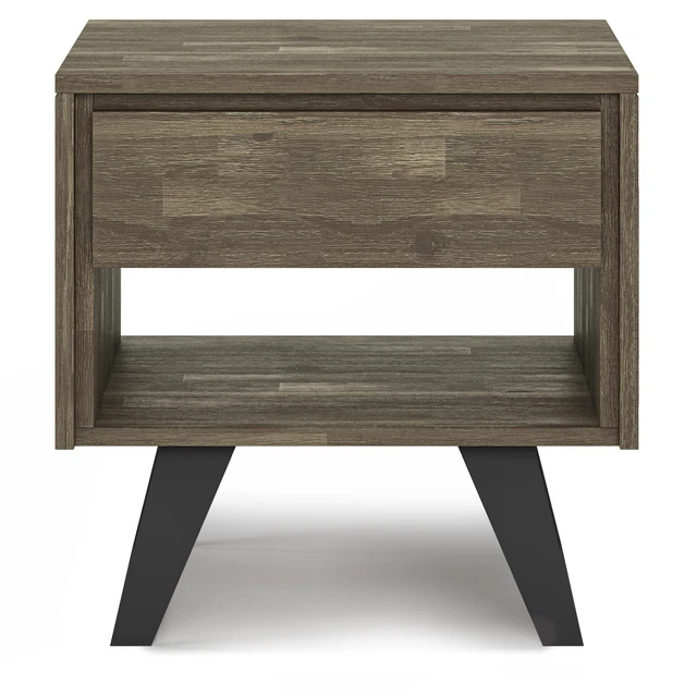 Alt view image 6 of 7 - Solid End Table in Distressed, Grey, Wood and Metal