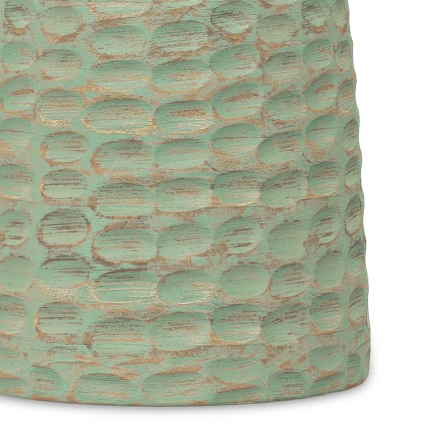 Alt view image 6 of 7 - 13 Inch Solid Mango Accent Table in Green Wash, Wood