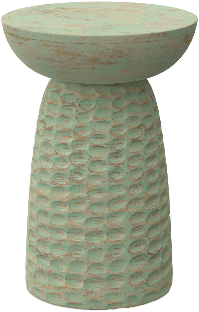 Main image of 13 Inch Solid Mango Accent Table in Green Wash, Wood