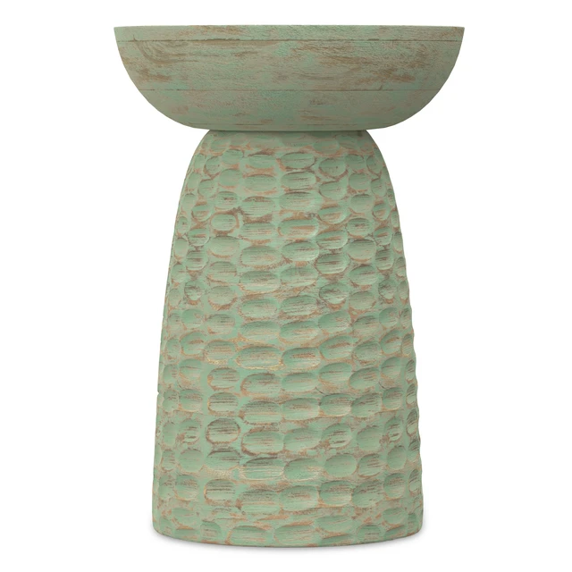 Alt view image 7 of 7 - 13 Inch Solid Mango Accent Table in Green Wash, Wood
