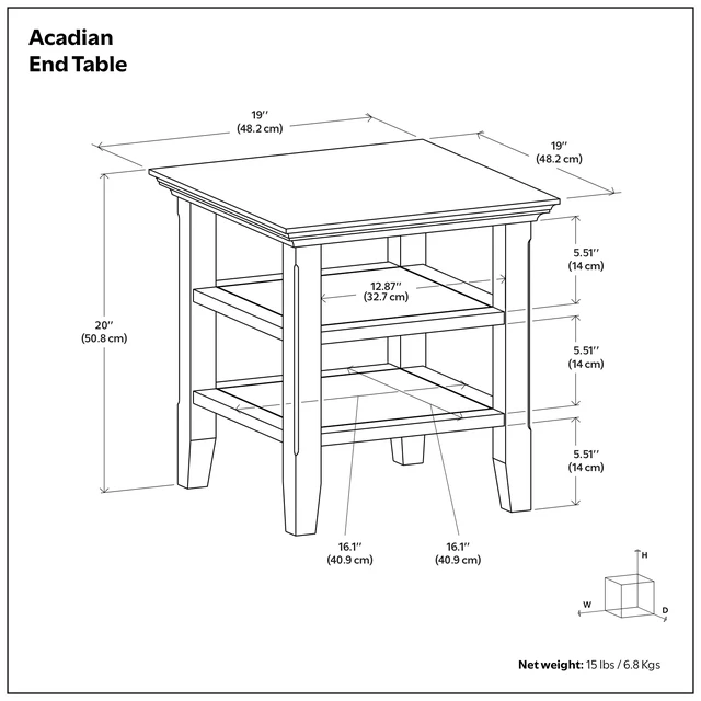 Alt view image 7 of 7 - Brunswick 19 Inch Wide Solid End Table, Brown, Wood