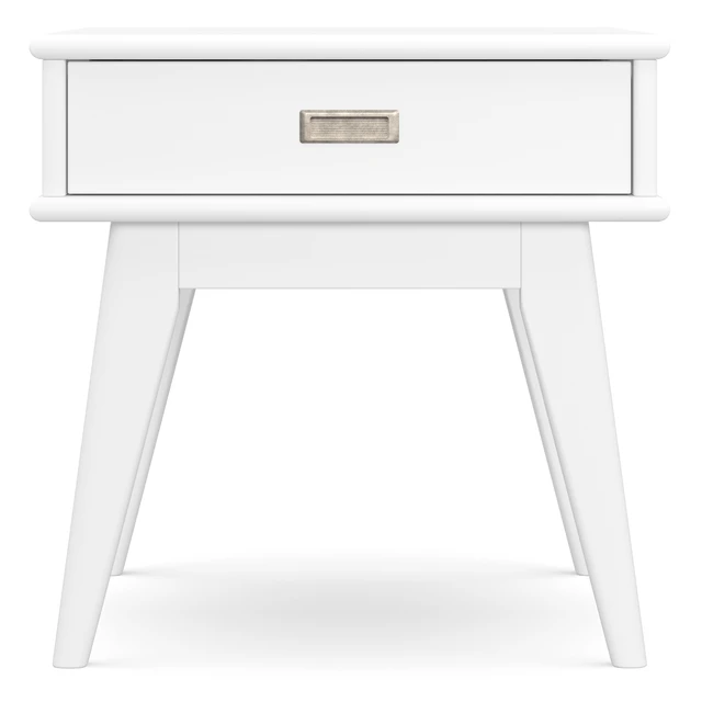 Alt view image 2 of 7 - Baxter Solid Mid Century End Table, White, Wood and Metal
