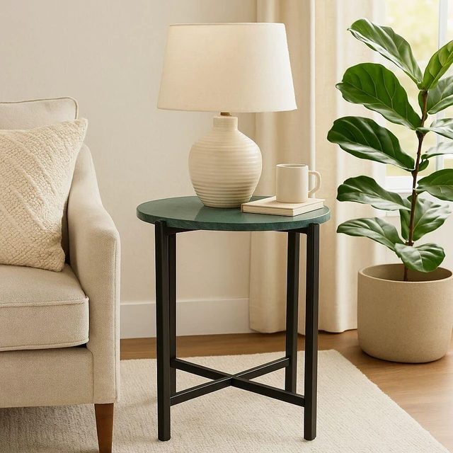 Main image of Side Table for Living with Metal Inch Height, Green, Marble and Metal