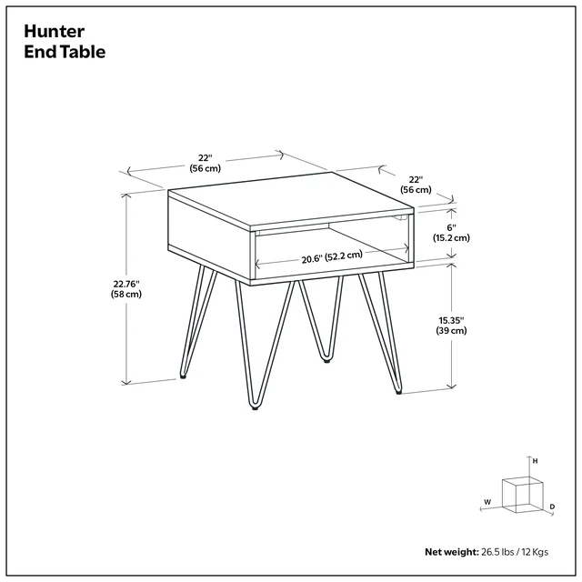 Alt view image 5 of 7 - End Table in Veneer, Brown, Wood and Metal