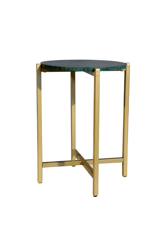 Alt view image 3 of 5 - Side Table for Living with Metal Inch Height, Green, Marble and Metal