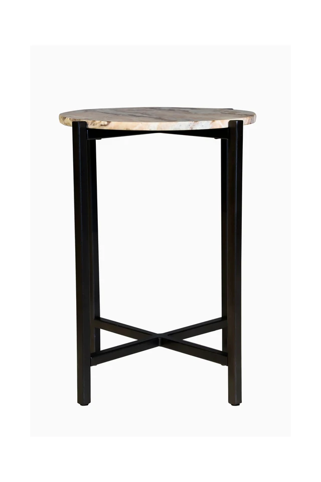 Alt view image 3 of 5 - Side Table for Living with Metal Inch Height, Brown, Marble and Metal