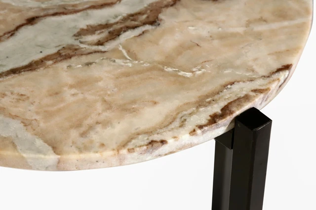 Alt view image 5 of 5 - Side Table for Living with Metal Inch Height, Brown, Marble and Metal