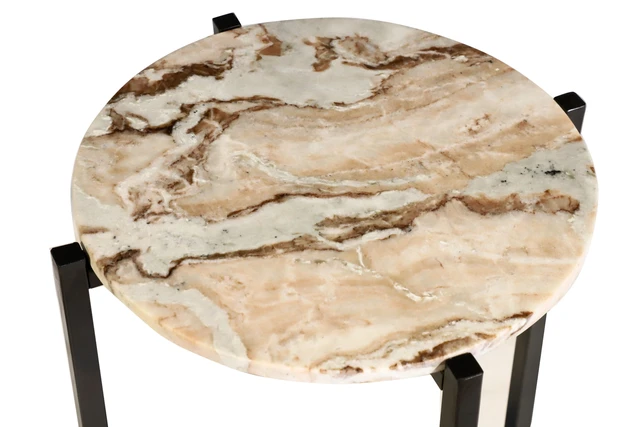 Alt view image 4 of 5 - Side Table for Living with Metal Inch Height, Brown, Marble and Metal
