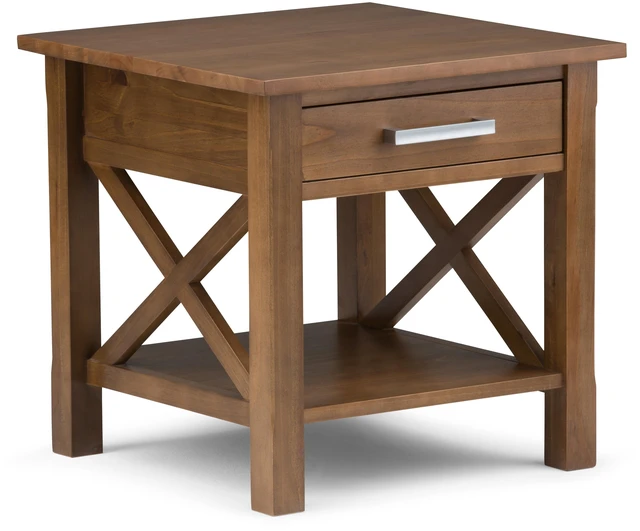 Main image of 21 Inch Wide Solid End Table in Medium Saddle, Brown, Wood