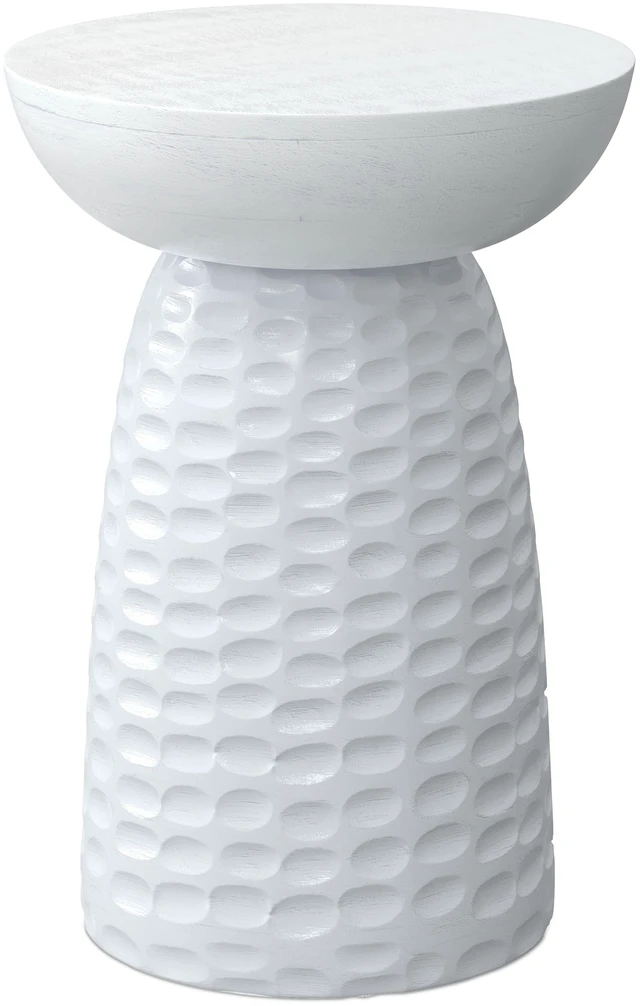 Main image of 13 Inch Solid Mango Accent Table, White, Wood