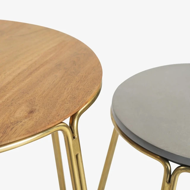 Alt view image 3 of 5 - Toshi Side Table Set and Accent, Natural, Marble and Metal