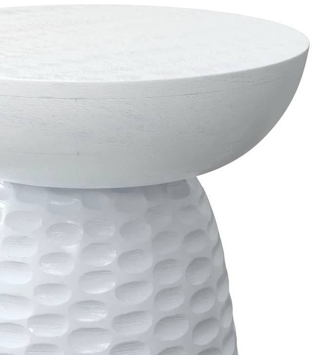 Alt view image 5 of 7 - 13 Inch Solid Mango Accent Table, White, Wood