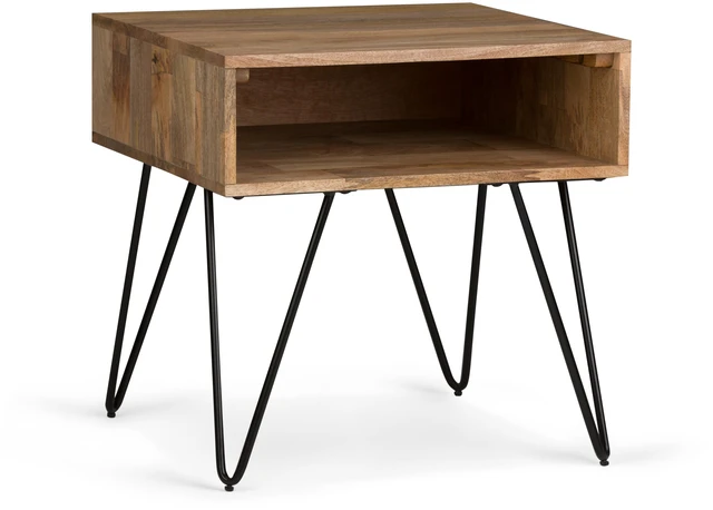 Main image of 22 Inch Wide Solid Mango End Table in Refined, Brown, Wood and Metal