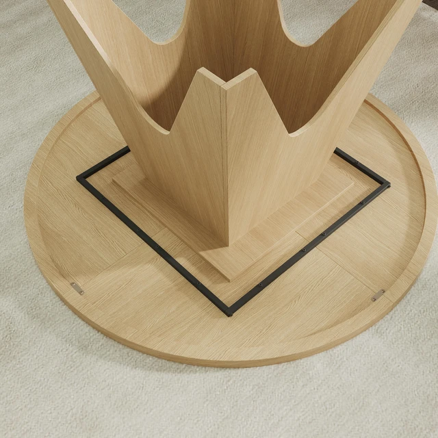 Alt view image 4 of 6 - 46.8 Inch Round Dining Table, Oak, MDF and Particle Board