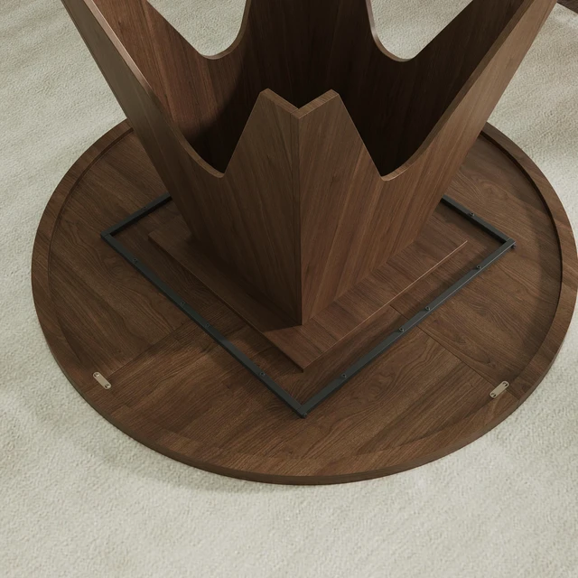 Alt view image 5 of 6 - 46.8 Inch Round Dining Table, Walnut, MDF and Particle Board