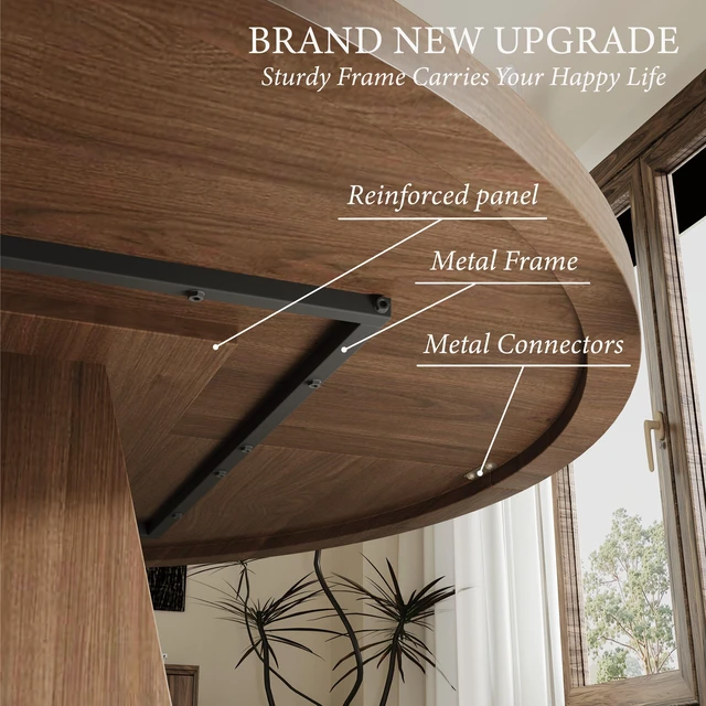 Alt view image 4 of 6 - 46.8 Inch Round Dining Table, Walnut, MDF and Particle Board