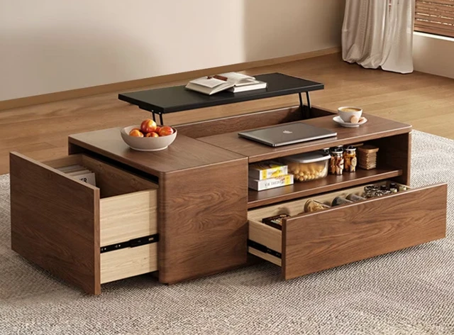 Alt view image 5 of 5 - Living Set Lift Top Coffee Table and Matching TV Console, Walnut, MDF and Wood
