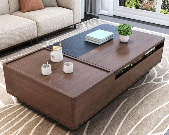 Main image of 51 Inch Lift Top Coffee Table with Storage Walnut Finish Adjustable Height, Walnut Black, Plywood