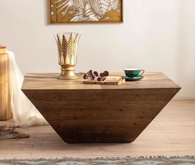 Main image of 35 Inch Wabi Sabi Distressed Square Coffee Table Artistic, Natural, Solid Wood