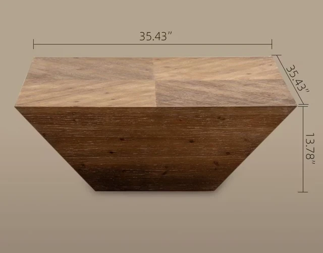 Alt view image 4 of 6 - 35 Inch Wabi Sabi Distressed Square Coffee Table Artistic, Natural, Solid Wood