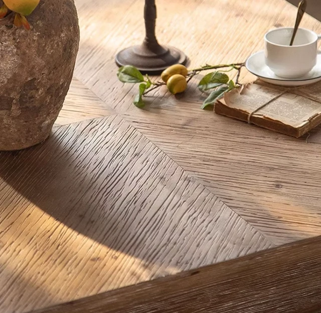 Alt view image 2 of 6 - 35 Inch Wabi Sabi Distressed Square Coffee Table Artistic, Natural, Solid Wood