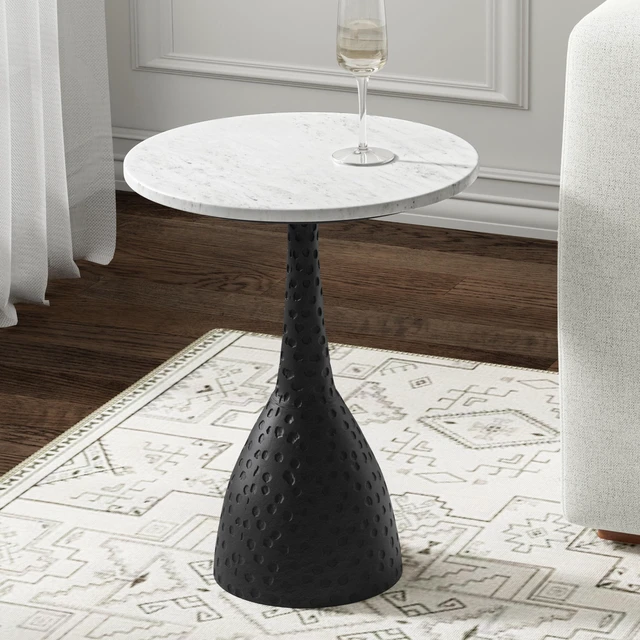 Alt view image 3 of 7 - Kenzo 16 Inch Wide Aluminum and Side Table, Black, MDF