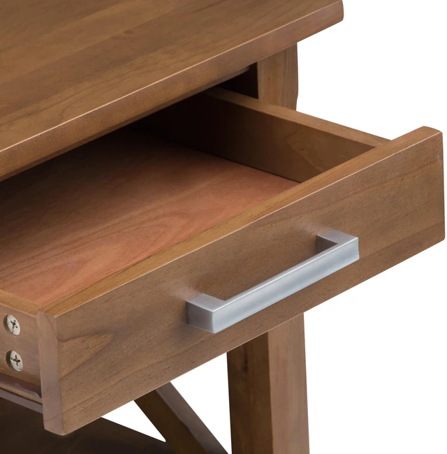 Alt view image 7 of 7 - 21 Inch Wide Solid End Table in Medium Saddle, Brown, Wood
