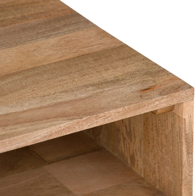 Alt view image 5 of 7 - 22 Inch Wide Solid Mango End Table in Refined, Brown, Wood and Metal
