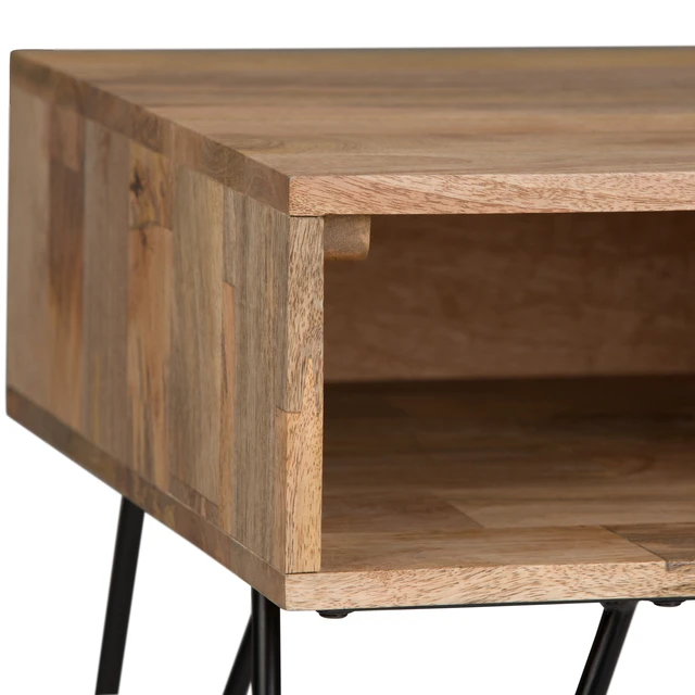 Alt view image 4 of 7 - 22 Inch Wide Solid Mango End Table in Refined, Brown, Wood and Metal
