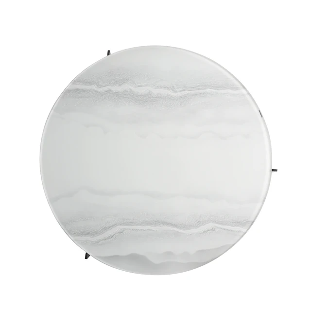 Alt view image 7 of 7 - 40 in Round White Coffee Table with Tempered Glass Top, Multicolor, Glass and Metal