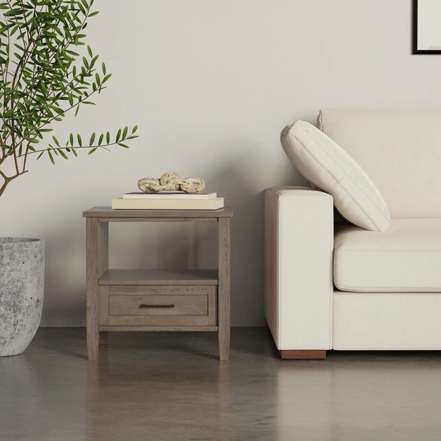 Alt view image 5 of 7 - Adora Solid End Table in Smoky, Brown, Wood