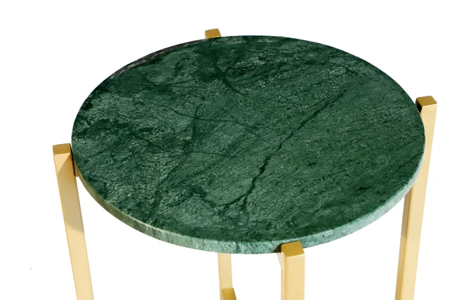 Alt view image 4 of 5 - Side Table for Living with Metal Inch Height, Green, Marble and Metal