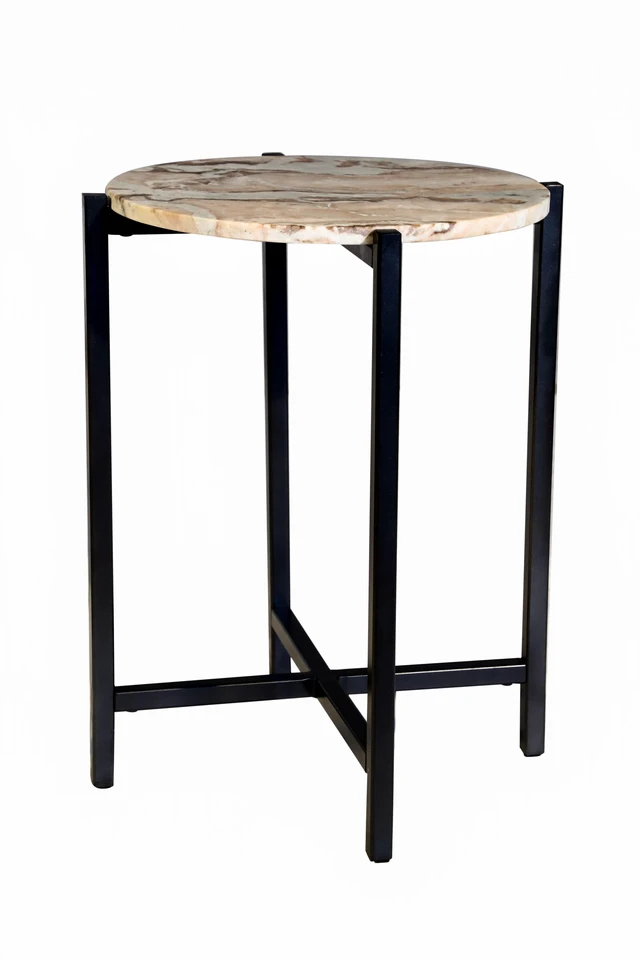 Alt view image 2 of 5 - Side Table for Living with Metal Inch Height, Brown, Marble and Metal