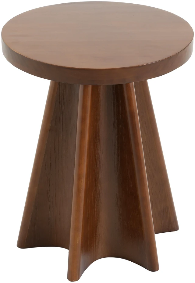 Alt view image 3 of 7 - Flower Shaped Solid Round Side Table, Decor Accent End Table for Living, Walnut, Pine