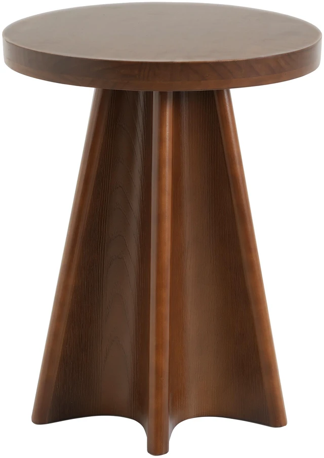 Alt view image 6 of 7 - Flower Shaped Solid Round Side Table, Decor Accent End Table for Living, Walnut, Pine
