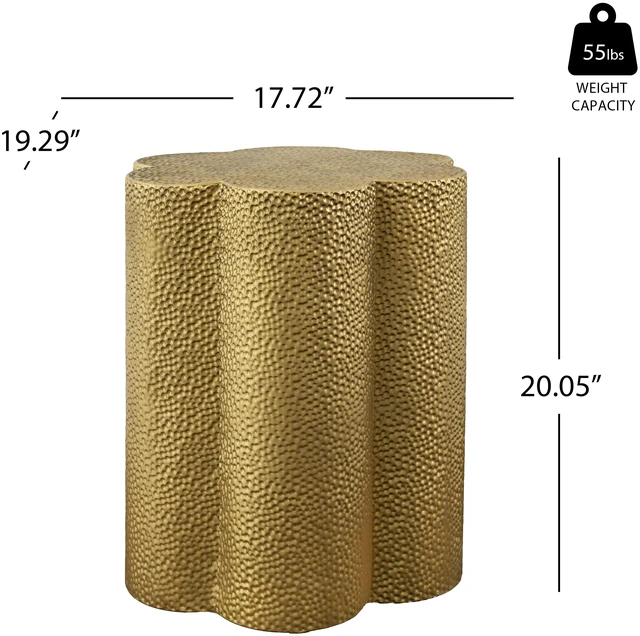 Alt view image 5 of 7 - Hammered Iron Flower Shaped Indoor and Outdoor Accent Side Table, Golden