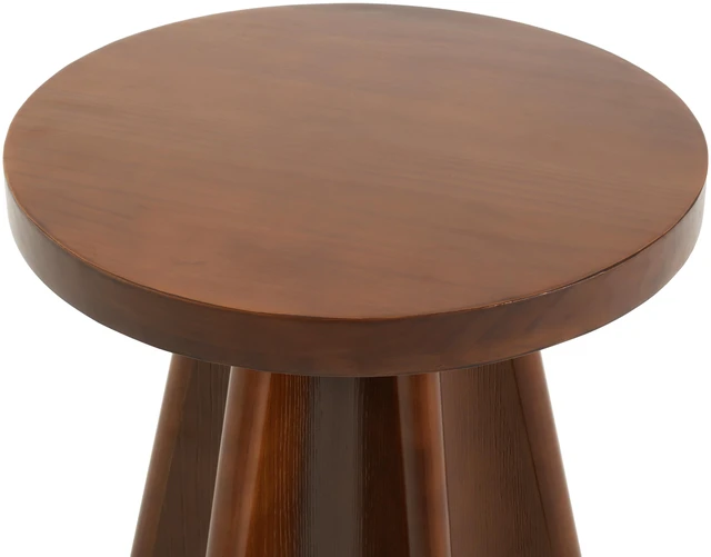 Alt view image 7 of 7 - Flower Shaped Solid Round Side Table, Decor Accent End Table for Living, Walnut, Pine
