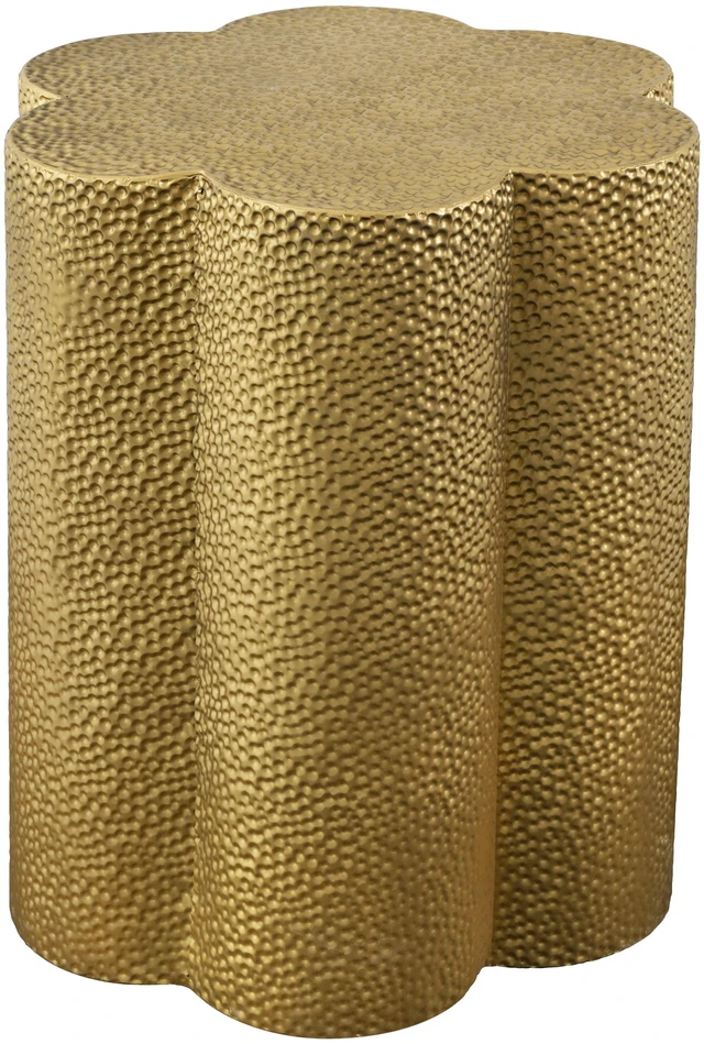 Alt view image 4 of 7 - Hammered Iron Flower Shaped Indoor and Outdoor Accent Side Table, Golden