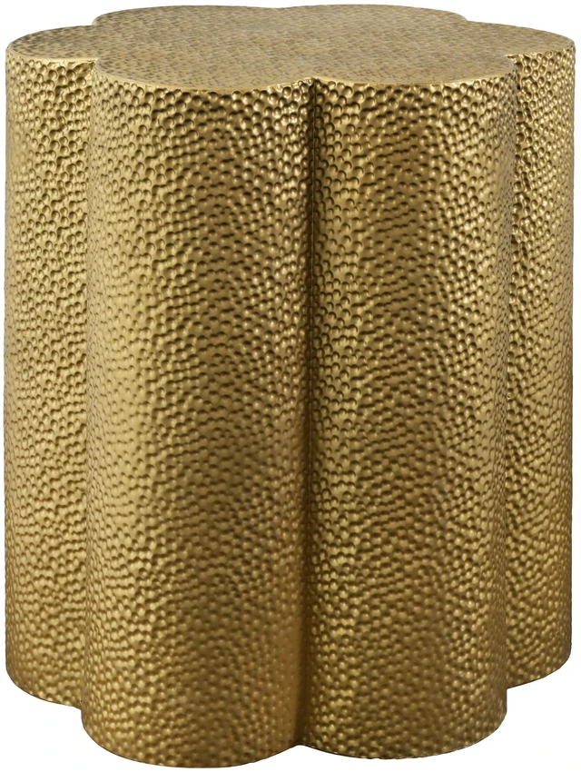 Alt view image 6 of 7 - Hammered Iron Flower Shaped Indoor and Outdoor Accent Side Table, Golden