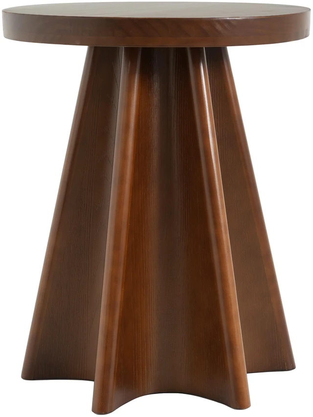 Alt view image 5 of 7 - Flower Shaped Solid Round Side Table, Decor Accent End Table for Living, Walnut, Pine