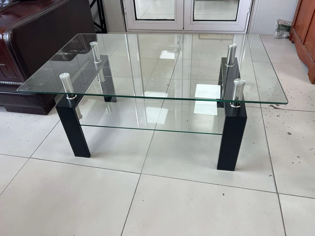 Alt view image 5 of 7 - Tempered Clear Glass Coffee Table, Layers Coffee Table Living Center 100 55, Transparent