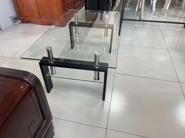 Alt view image 6 of 7 - Tempered Clear Glass Coffee Table, Layers Coffee Table Living Center 100 55, Transparent
