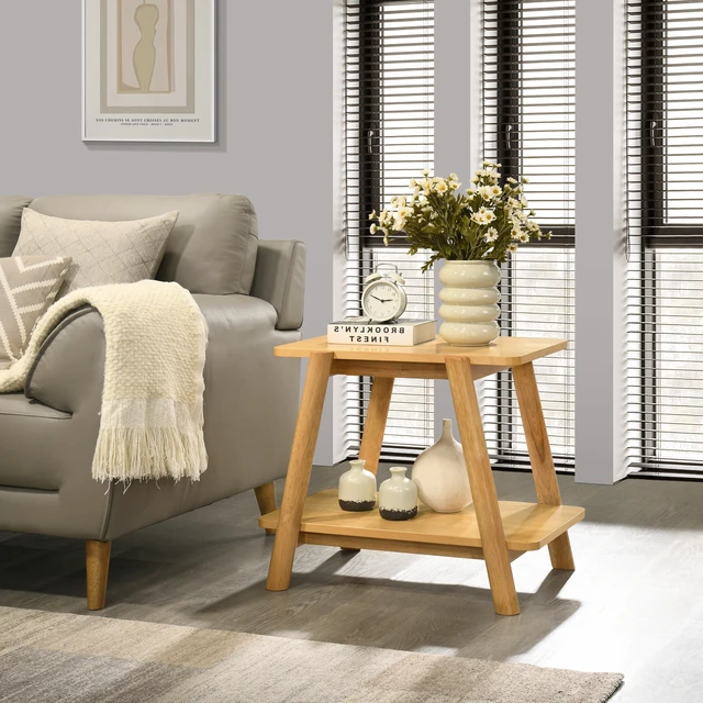 Alt view image 4 of 7 - 3 Piece Coffee Table Set, Coffee Table and Two End Oak Finish, Oak, Solid Wood and MDF