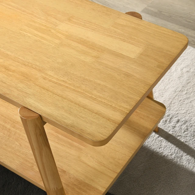 Alt view image 7 of 7 - 3 Piece Coffee Table Set, Coffee Table and Two End Oak Finish, Oak, Solid Wood and MDF